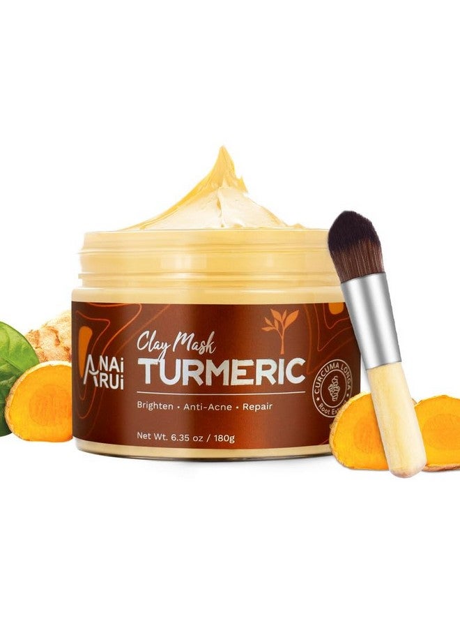 Turmeric Clay Mask Vitamin C Facial Mask With Turmeric & Kolin Clay Cleasning Mask For Acne Pores Radiant & Smooth Skin 6.35 Oz