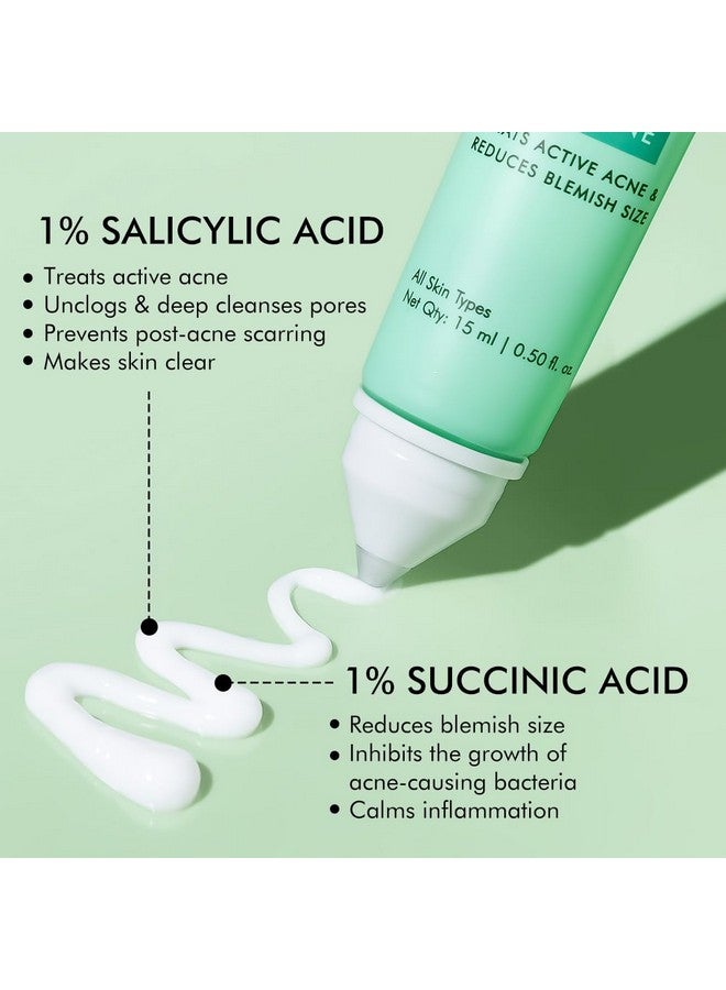 1% Salicylic Acid Acne Arrest Spot Corrector With 1% Succinic Acid & Matcha Tea Anti Acne Gel For Active Acne & Acne Scars Reduces Acne Size & Redness Soothing & Nondrying For Both Women And Men 15 Ml