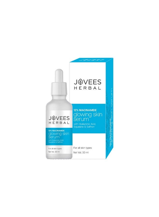 Herbal 12% Niacinamide Glowing Skin Serum With Hyaluronic Acid Squalane & Saffron Reduces Dullness Hydrates & Repairs Skin For Day And Night Use For All Skin Type 30 Ml