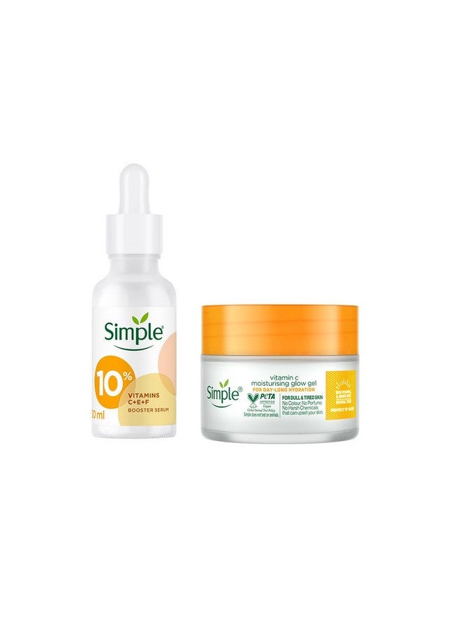 Protect N Glow Vitamin C Moisturising Glow Gel With Yuzu Lemon For All Skin Typestested On Sensitive Skin 40 G & Booster Serum With 10% Vitamin C+E+F For Youthful Glowing Skin 30 Ml