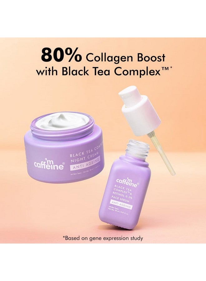 Antiageing Routine Powered By 0.3% Retinol & Black Tea Complex For Fine Lines & Wrinkles Boosts Collagen By 80% & Fights Signs Of Ageing For Women & Men Pack Of 2 Cream