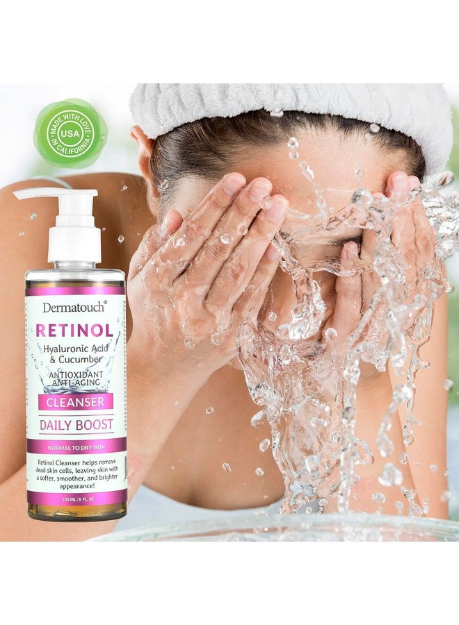 Retinol Face Cleanser 8 Oz Hyaluronic Acid Cucumber & Vitamins Made In America