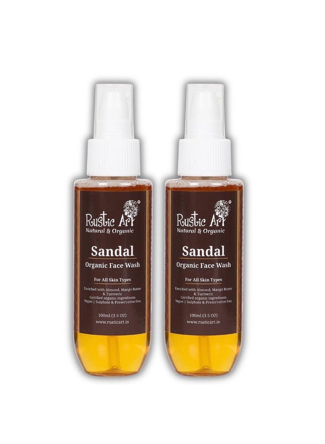 Organic Sandal Face Wash For Detanning Reduce Acne Blemishes Whiteheads 100Ml (Pack Of 2)