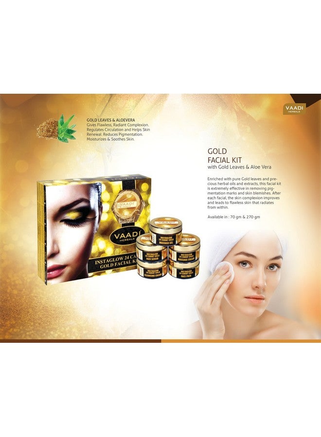 Gold Facial Kit 24 Carat Gold Leaves Marigold Wheatgerm Oil And Lemon Peel Extract 70G