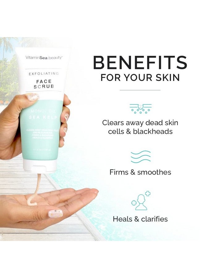 Hydrating Exfoliating Face Cleansing Scrub For All Skin Types Deep Pore Cleanser With Monoi Oil And Sea Kelp Seaweed 150 Ml