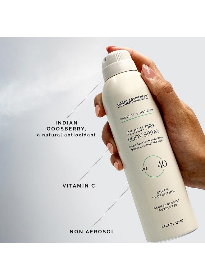 Quick Dry Body Spray Spf 40 Dermatologist Developed Vitamin C Indian Gooseberry Fastdrying Sunscreen Provides 80 Minutes Of Waterresistant Broad Spectrum Sun Protection 6 Fl Oz