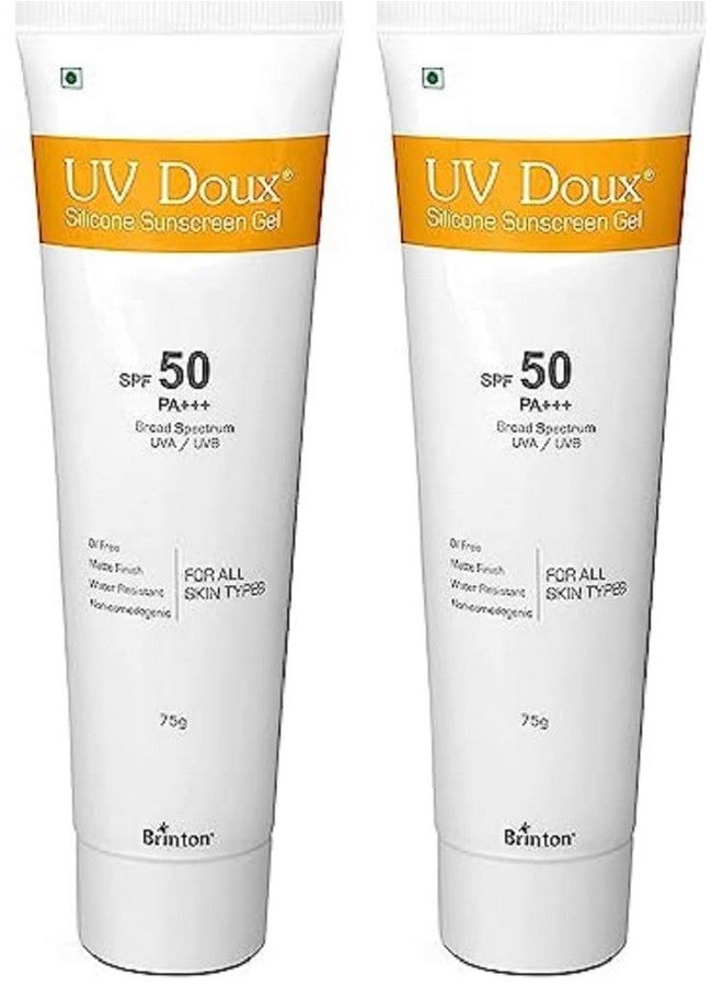 Healthcare Uvdoux Face & Body All Skin Type Sunscreen Gel With Spf 50 Pa+++ In Matte Finish And Oil Free Formula Water Resistant Sunscreen Protection Against Uvauvb Ray (75 Gm) X Pack Of 2