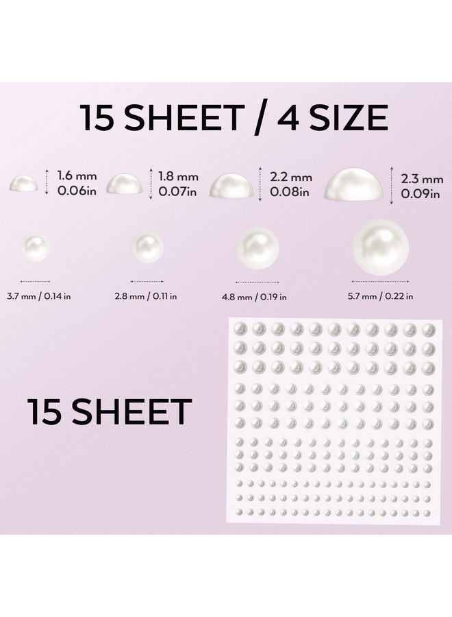 2475 Pcs Pearl Stickers Self Adhesive Nicpro 4 Size Stick On Makeup Pearl Gem White Jewel Decor For Face Body Nail Hair Phone Art Craft Scrapbooking Embellishments Assorted Size 3Mm/4Mm/5Mm/6Mm