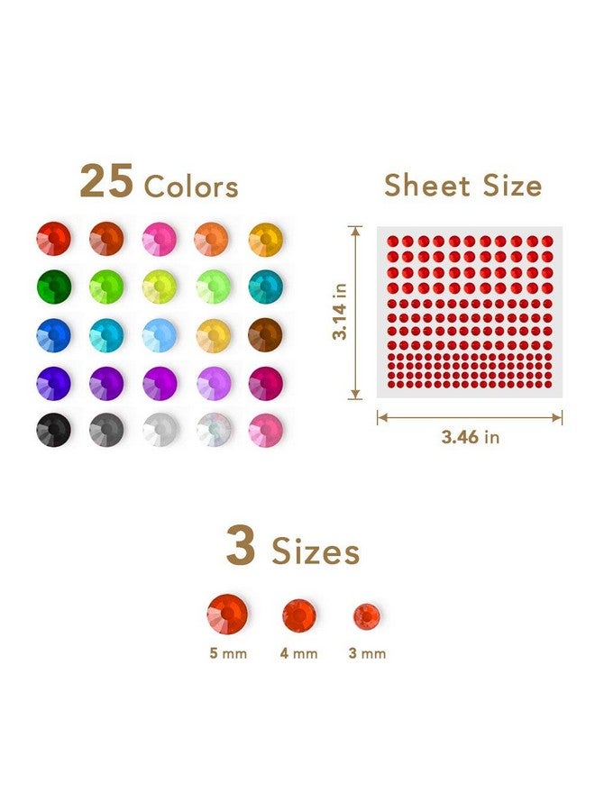 Rhinestone Stickers 4125 Pcs Nicpro Self Adhesive Gems Stick On Face Body Makeup Festival Bling Jewels In 3 Size 25 Colors25 Embellishments Sheet For Decorations Crafts Nail Card Hair