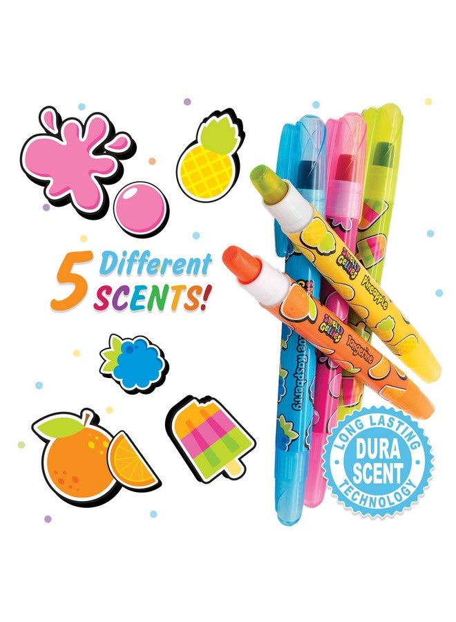 Smelly Gellies Scented Glidewrite Gel Coloring Sticks Crayons Highlighters 5 Count Gifts For Kids