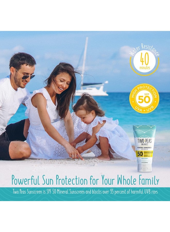 All Natural Organic Spf 50 Sunscreen Lotion Coral Reef Safe Baby Kid & Family Friendly Chemical Free Mineral Based Formula Waterproof & Unscented (2)