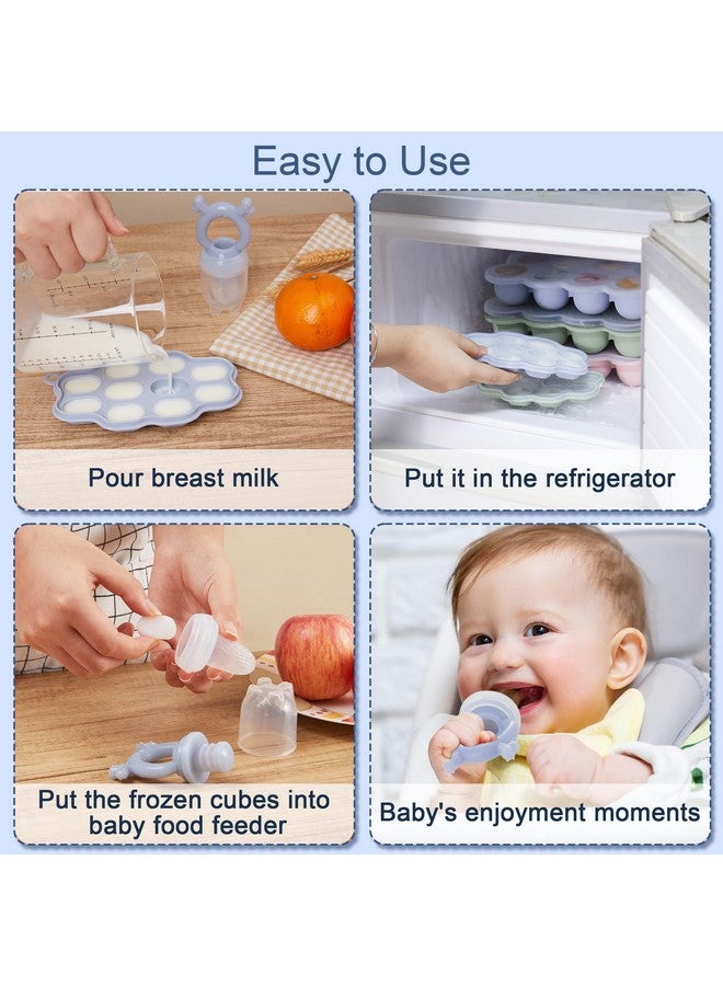 Baby Breastmilk Popsicle Molds (3 Pack) Kingkam Silicone Nibble Freezer Tray Baby Fruit Food Feeder Teether Tray Breast Milk Teether Pop Maker For Homemade Baby Food
