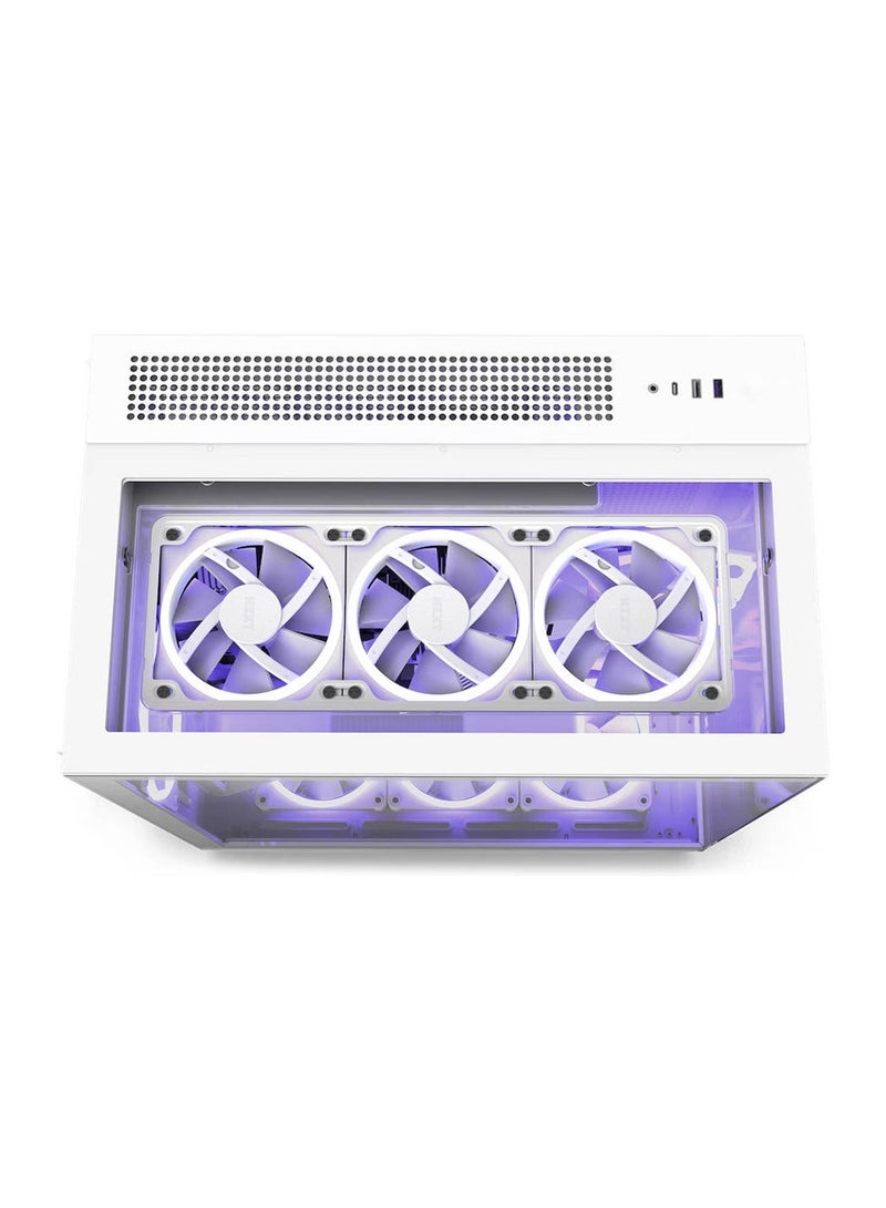 H9 Elite Dual-Chamber ATX Mid-Tower PC Case, Unique Glass Panel, Intuitive Cable Mgt, 360mm Radiators & 10x120mm Fans Support, Built-in RGB & Fan Controller, USB 3.2 Type-C/A, White | CM-H91EW-01