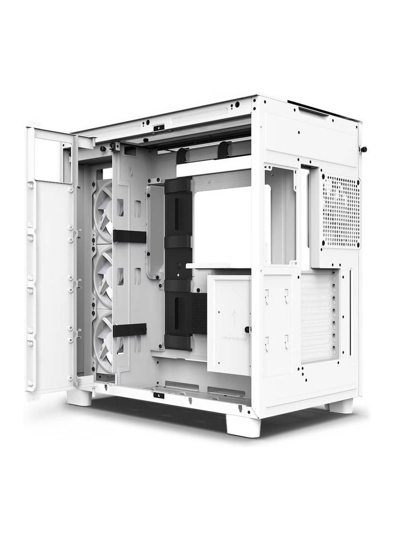 H9 Elite Dual-Chamber ATX Mid-Tower PC Case, Unique Glass Panel, Intuitive Cable Mgt, 360mm Radiators & 10x120mm Fans Support, Built-in RGB & Fan Controller, USB 3.2 Type-C/A, White | CM-H91EW-01