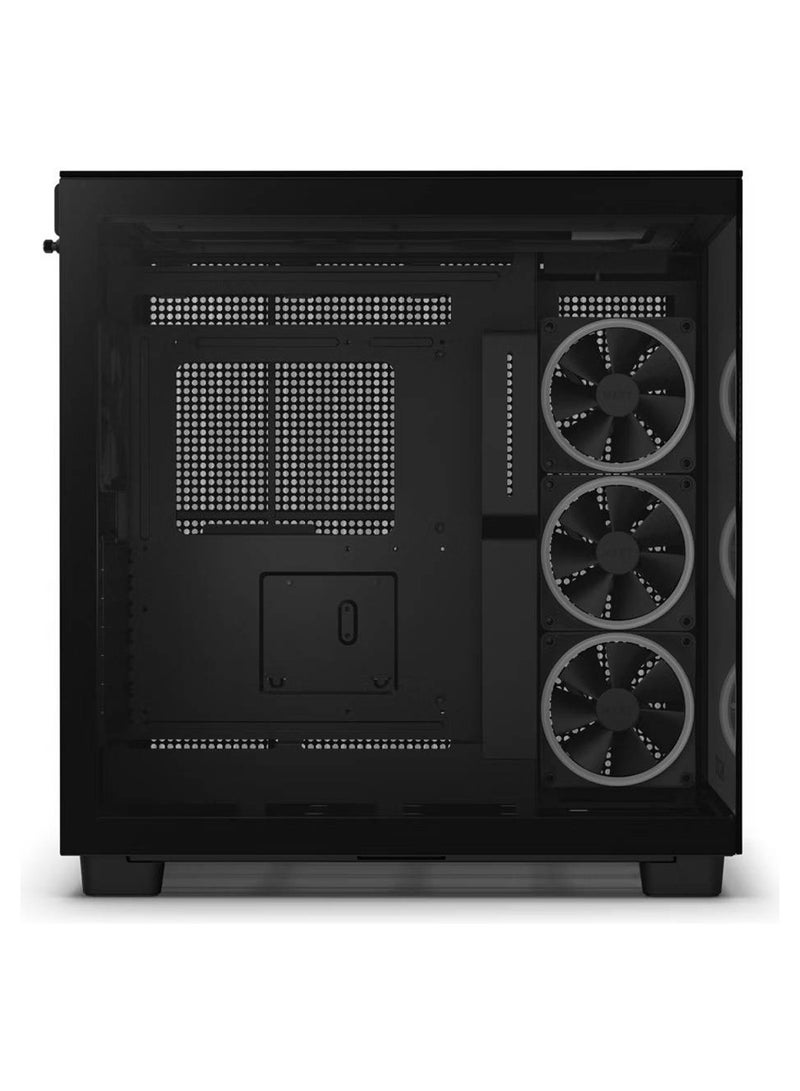 H9 Elite Dual-Chamber ATX Mid-Tower PC Case, Unique Glass Panel, Intuitive Cable Mgt, 360mm Radiators & 10x120mm Fans Support, Built-in RGB & Fan Controller, USB 3.2 Type-C/A, Black | CM-H91EB-01