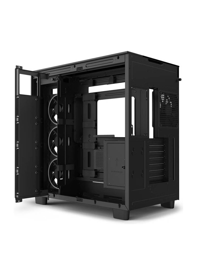 H9 Elite Dual-Chamber ATX Mid-Tower PC Case, Unique Glass Panel, Intuitive Cable Mgt, 360mm Radiators & 10x120mm Fans Support, Built-in RGB & Fan Controller, USB 3.2 Type-C/A, Black | CM-H91EB-01