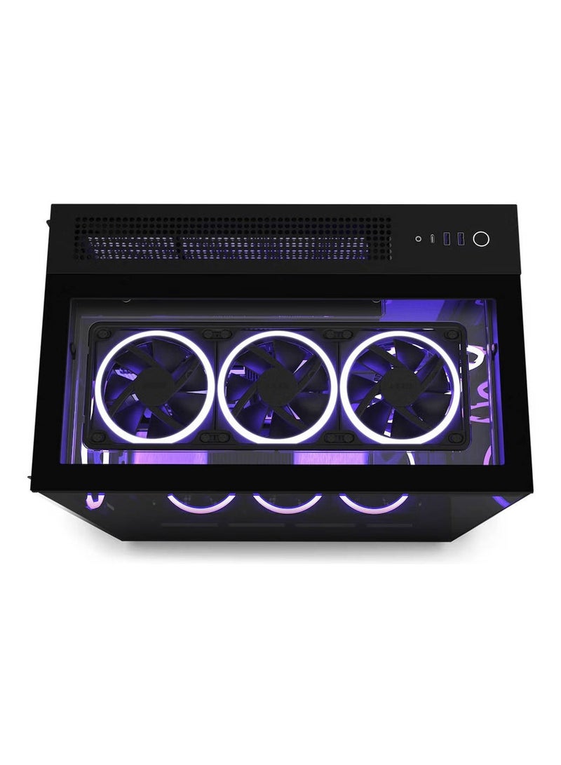 H9 Elite Dual-Chamber ATX Mid-Tower PC Case, Unique Glass Panel, Intuitive Cable Mgt, 360mm Radiators & 10x120mm Fans Support, Built-in RGB & Fan Controller, USB 3.2 Type-C/A, Black | CM-H91EB-01