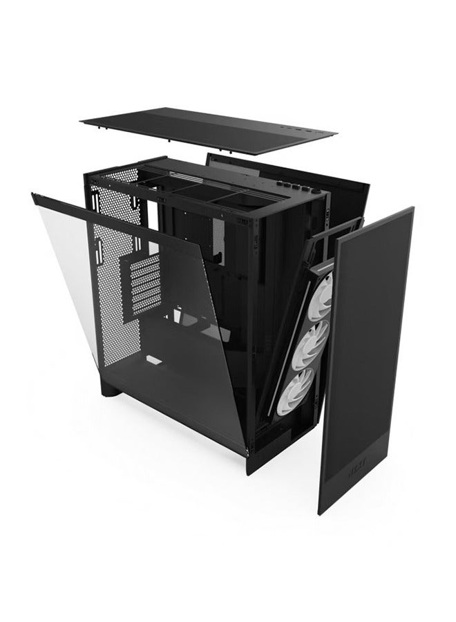 H7 Flow RGB Mid-Tower ATX Airflow Case with RGB Fans, Dedicated GPU Cooling, Large Radiator Support, 10-Fan Capacity, Top I/O Ports, Tool-less Panel Access, CM-H72FB-R1 | Black