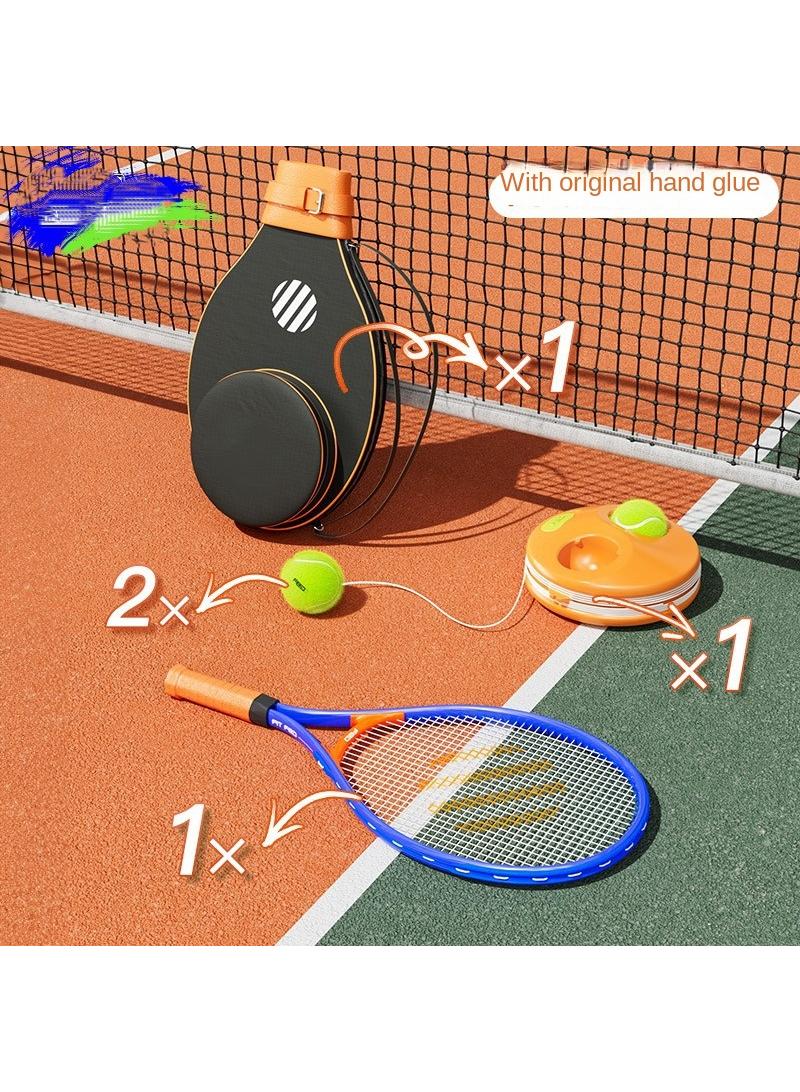 Kids Tennis Trainer Rebound Ball Set, Professional Racket, Portable Practice Rebounder, Equipment with 1 Racket & Bag, Suitable for Level Players（Blue）
