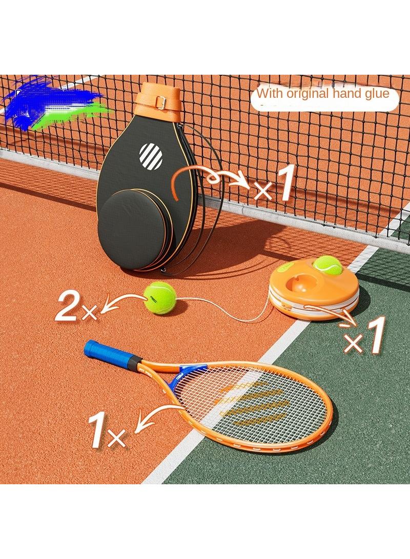 Kids Tennis Trainer Rebound Ball Set, Professional Racket, Portable Practice Rebounder, Equipment with 1 Racket & Bag, Suitable for Level Players（orange）
