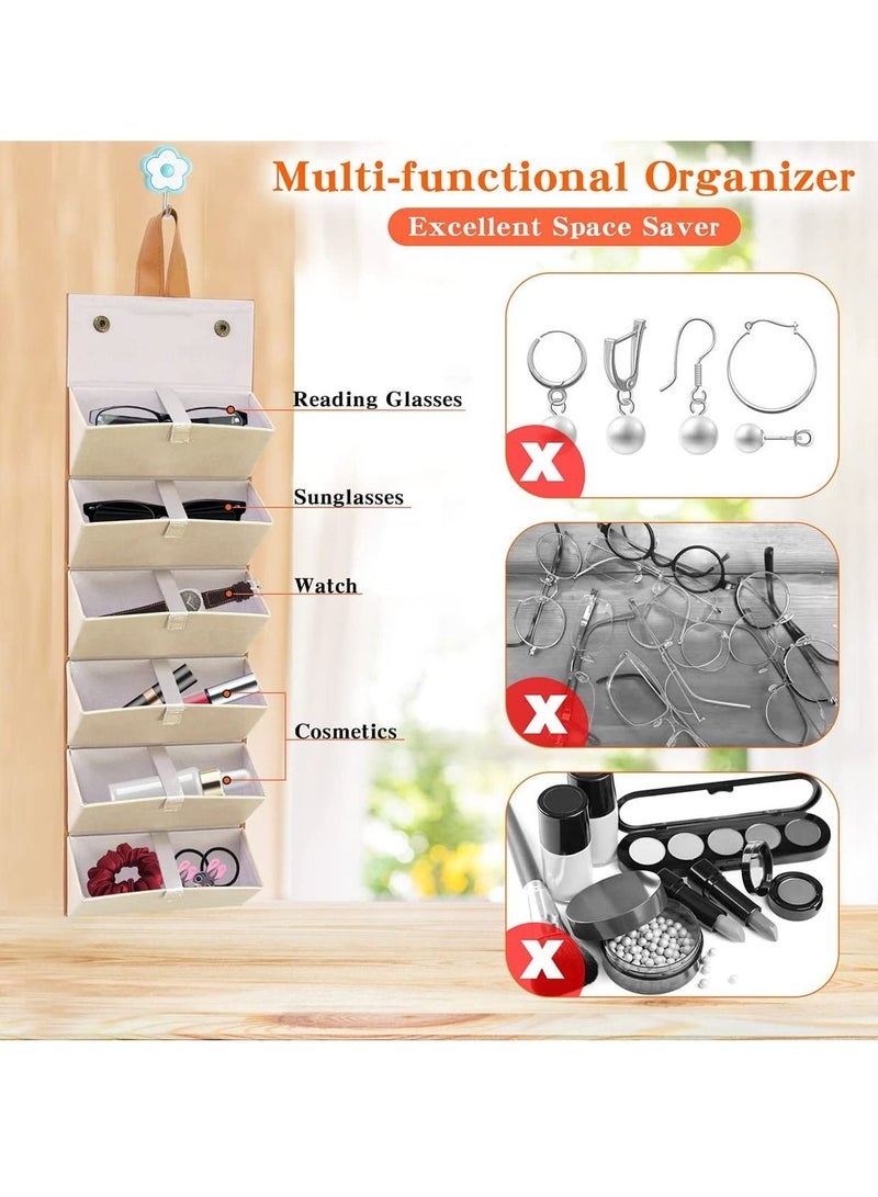 Sunglass Eyeglass Organizer Collector 6 Slot PU Eyeglasses Storage Case Box Multiple Hanging Eyewear Display