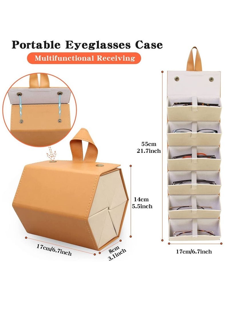 Sunglass Eyeglass Organizer Collector 6 Slot PU Eyeglasses Storage Case Box Multiple Hanging Eyewear Display