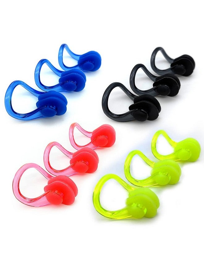 12 Pcs Waterproof Swimming Nose Clip Silica Gel Swim Nose Plug For Kids And Adults With Bright Color