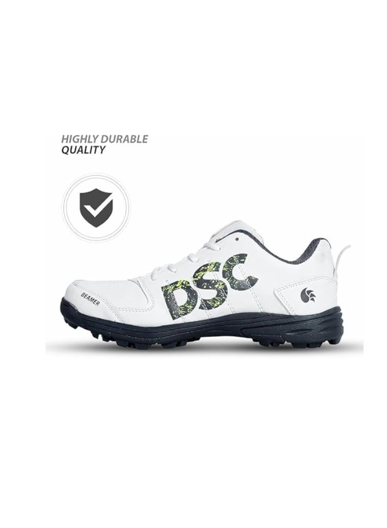 Beamer Cricket Shoes | Grey/White | For Boys and Men | Light Weight | Durable | 4 UK, 5 US, 39 EU