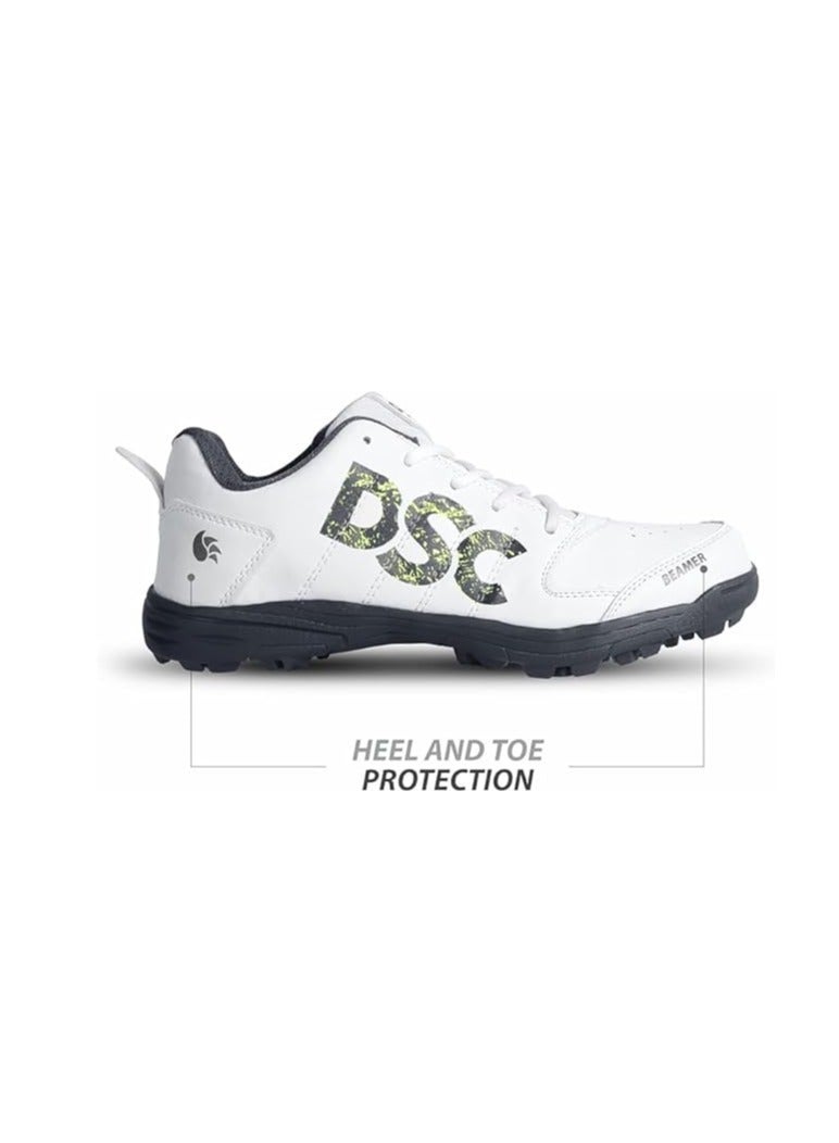 Beamer Cricket Shoes | Grey/White | For Boys and Men | Light Weight | Durable | 4 UK, 5 US, 39 EU