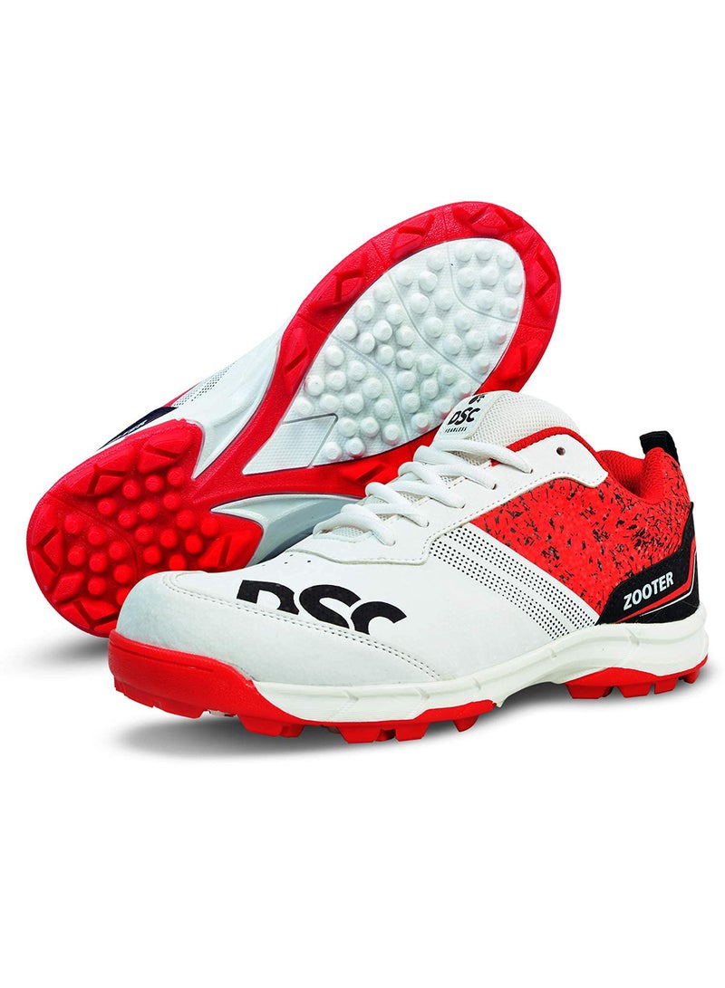 Zooter Cricket Shoe | Color: White & Red | Size:  4 UK/5 US/39 EU | For Mens & Boys | Material: Polyvinyl Chloride | lightweight | Improved Stability in the Game