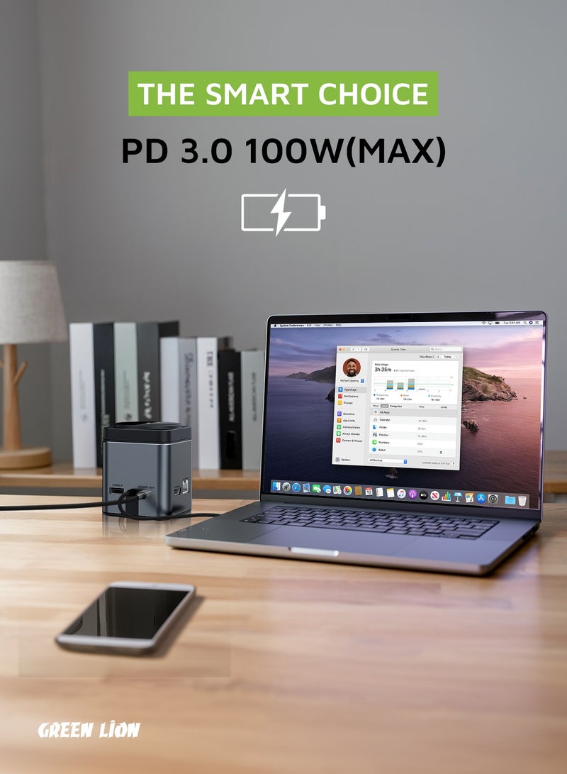 9 In 1 Type-C Hub Docking with Wireless MagSafe Charging Station 100W PD Type C to HDMI 4K Adapter, USB Hub 3.0 5Gbps Compatible MacBook Pro/Air 2023 M2/M1, iPad Pro/Air, HP, Dell, ASUS, Lenovo