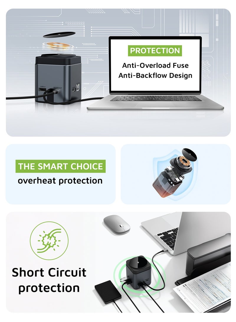 9 In 1 Type-C Hub Docking with Wireless MagSafe Charging Station 100W PD Type C to HDMI 4K Adapter, USB Hub 3.0 5Gbps Compatible MacBook Pro/Air 2023 M2/M1, iPad Pro/Air, HP, Dell, ASUS, Lenovo