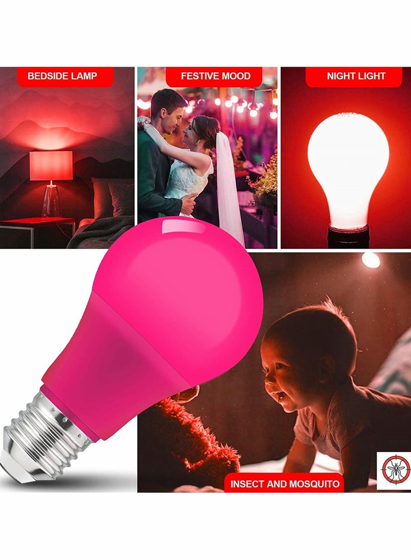 LED Colored Light Bulbs, 7 Watts, E27 Base Standard Light Bulbs, Non-Dimmable, 30,000 Hour Lifetime for Wedding Party Mood Ambiance Decor, Porch, Home Lighting, Holiday Lighting (6 Pack)