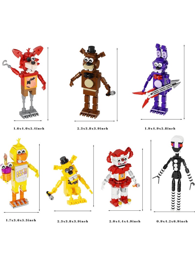 Five Nights Security Breach Block toy set, 7 in 1 game action figure dolls DIY blocks, children's educational puzzle blocks for boys and girls birthday