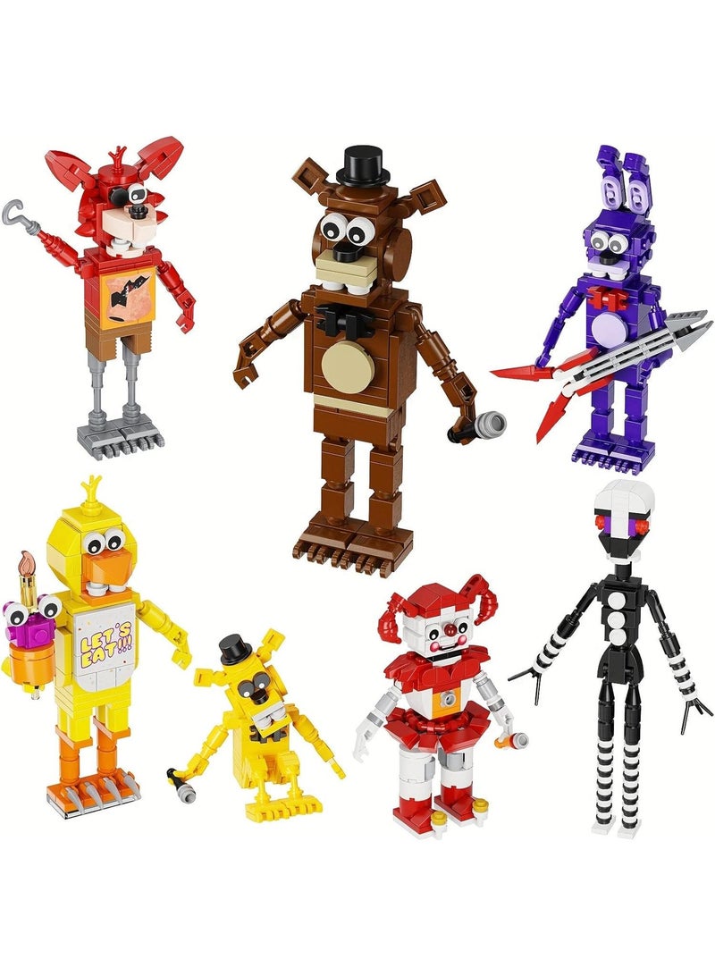 Five Nights Security Breach Block toy set, 7 in 1 game action figure dolls DIY blocks, children's educational puzzle blocks for boys and girls birthday