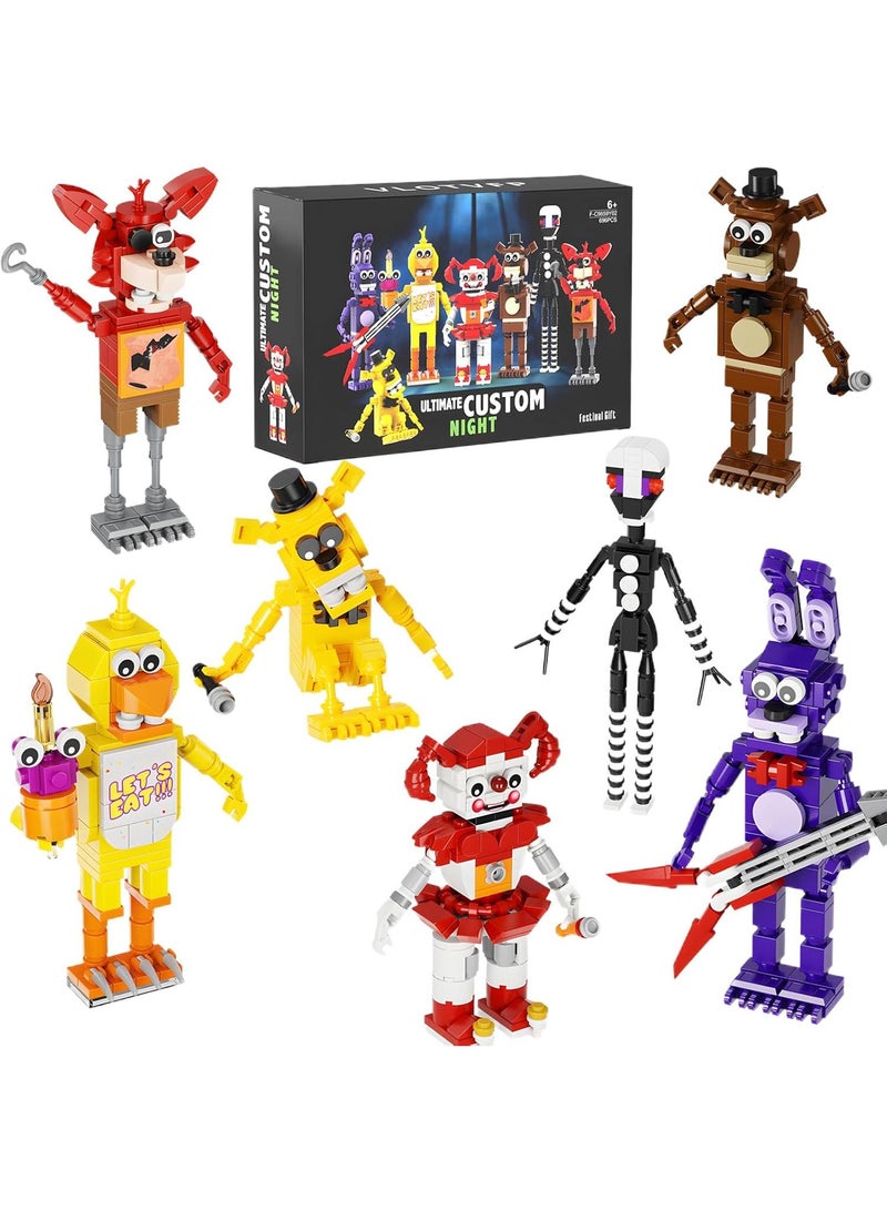 Five Nights Security Breach Block toy set, 7 in 1 game action figure dolls DIY blocks, children's educational puzzle blocks for boys and girls birthday