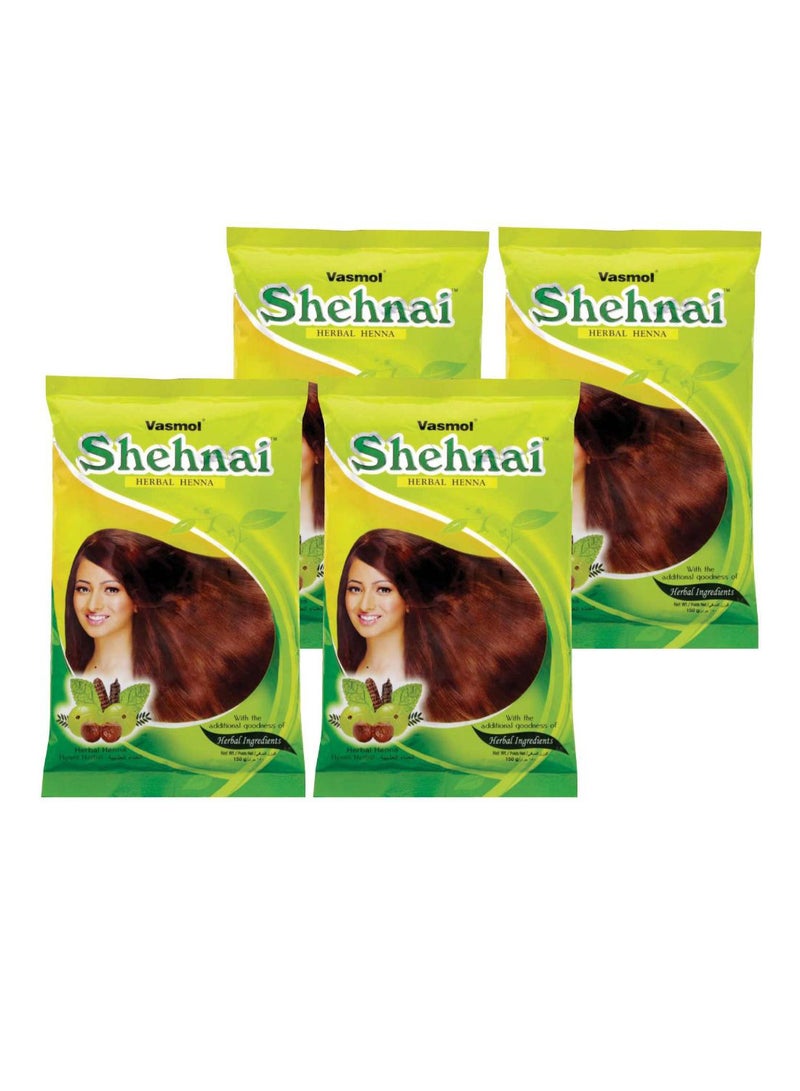 4-Piece Shehnai Herbal Henna Powder Set Black 4 x 150grams