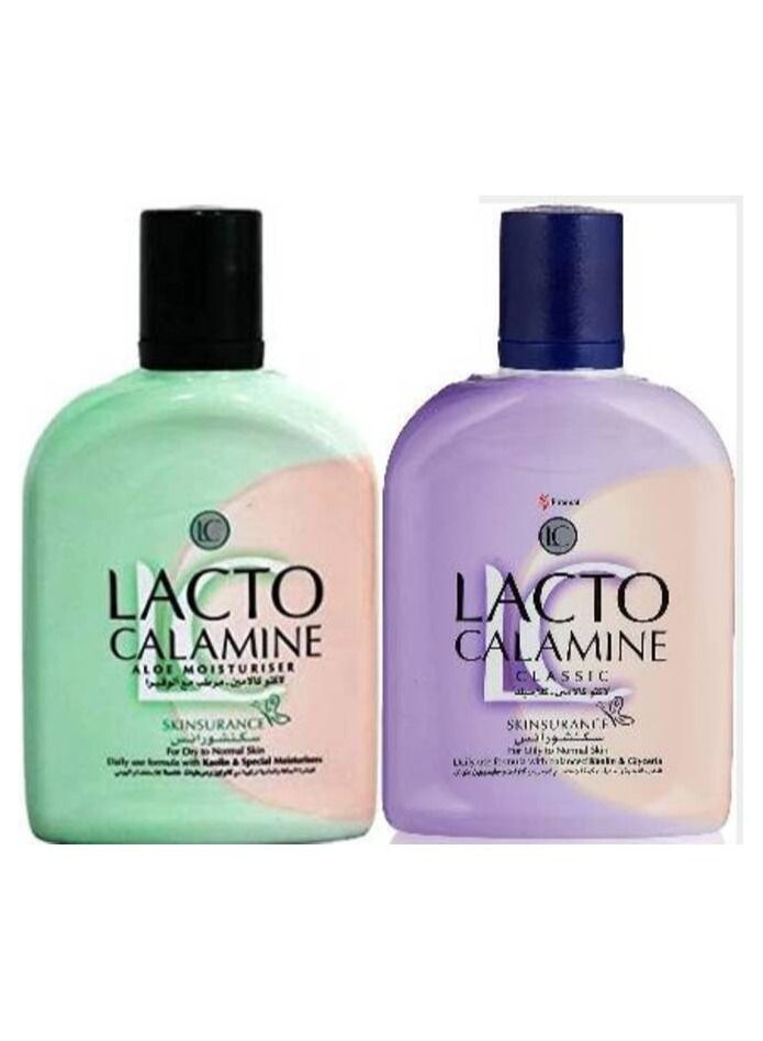 Lacto Calamine Aloe Moisturizer and Classic for Dry to Normal Skin 120ml Pack of 2