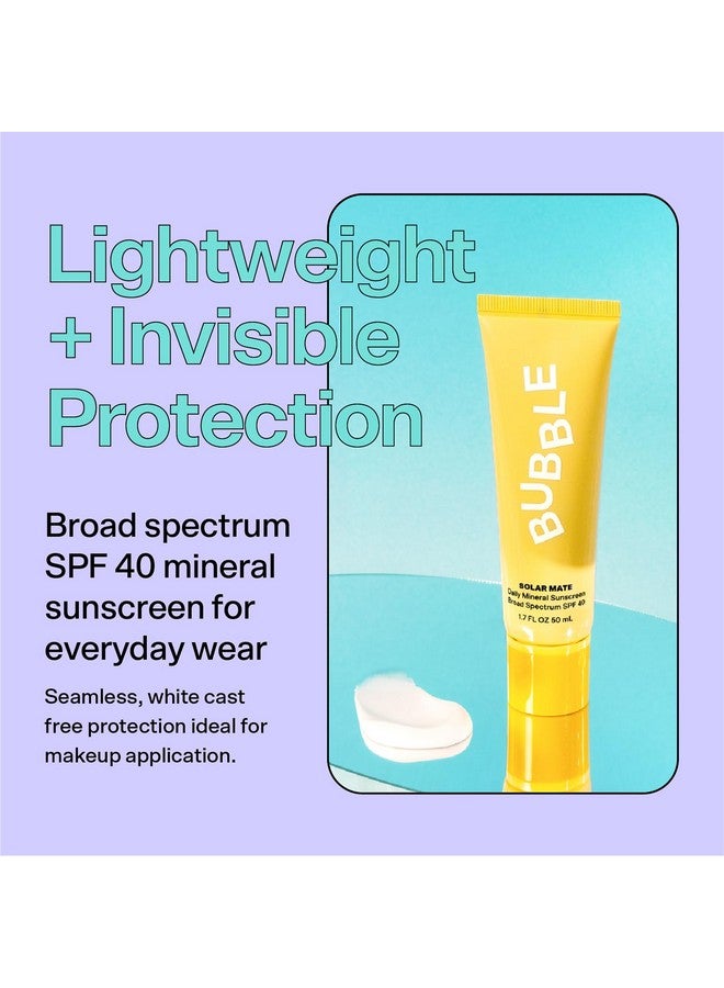 Skincare Solar Mate Mineral Face Sunscreen Broad Spectrum Spf 40 Zinc Oxide Sunscreen With Blue Light Protection & Ginseng Extract Sheer Lightweight Coverage With No White Cast (50Ml)