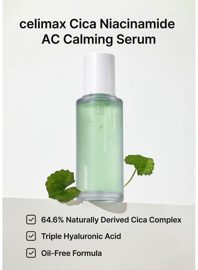 The Real Cica Niacinamide Ac Calming Serum With Hyaluronic Acid Redness Relief Moisturizing Soothing & Restoring Serum Mild Formula For Sensitive 40Ml