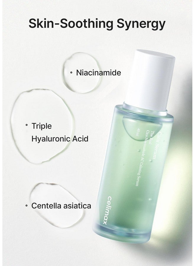 The Real Cica Niacinamide Ac Calming Serum With Hyaluronic Acid Redness Relief Moisturizing Soothing & Restoring Serum Mild Formula For Sensitive 40Ml