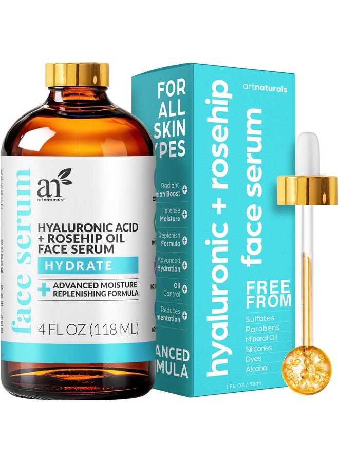 Hyaluronic Acid Serum (4 Fl Oz / 118Ml) Anti Aging Facial Serum Natural Moisturizer W/Vitamin C Serum & Vitamin E For Skin Care Reduce Wrinkles & Dark Spots For Brightening Face