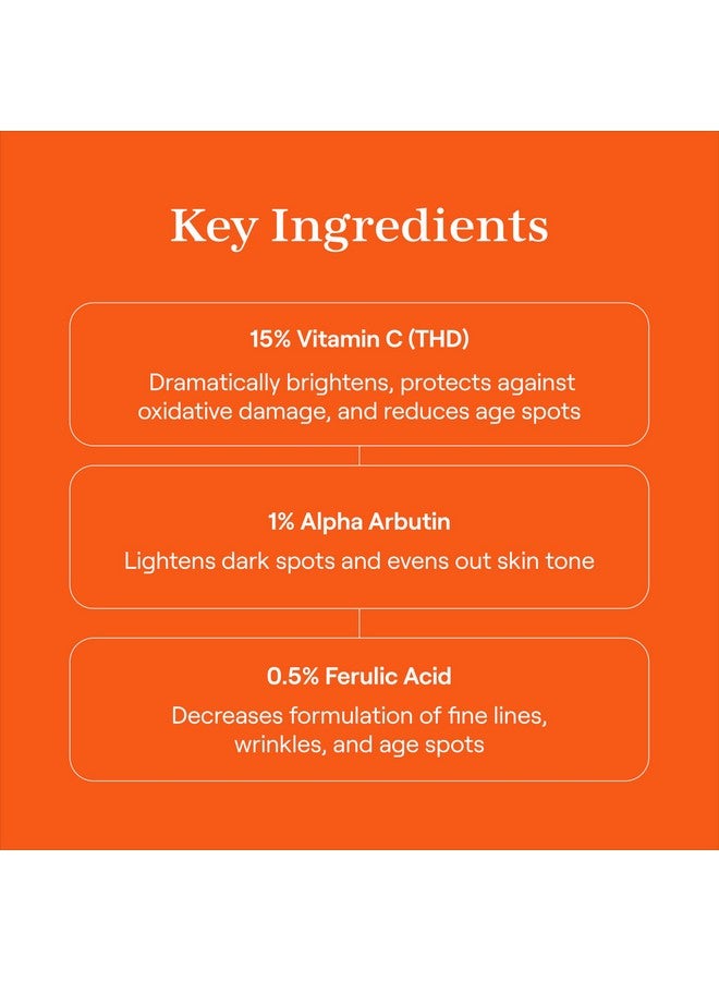 Superbright 15% Vitamin C Brightening Facial Serum Stick Reduces Dark Spots And Wrinkles With Vitamin E 0.5% Ferulic Acid 0.5 Oz.