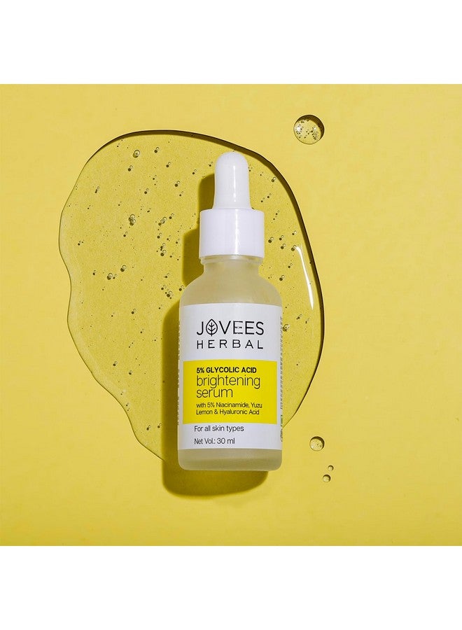 Herbal 5% Glycolic Acid Brightening Serum With 5% Niacinamide Yuzu Lemon & Hyaluronic Acid Improves Skin Texture & Uneven Skin For All Skin Types 30 Ml