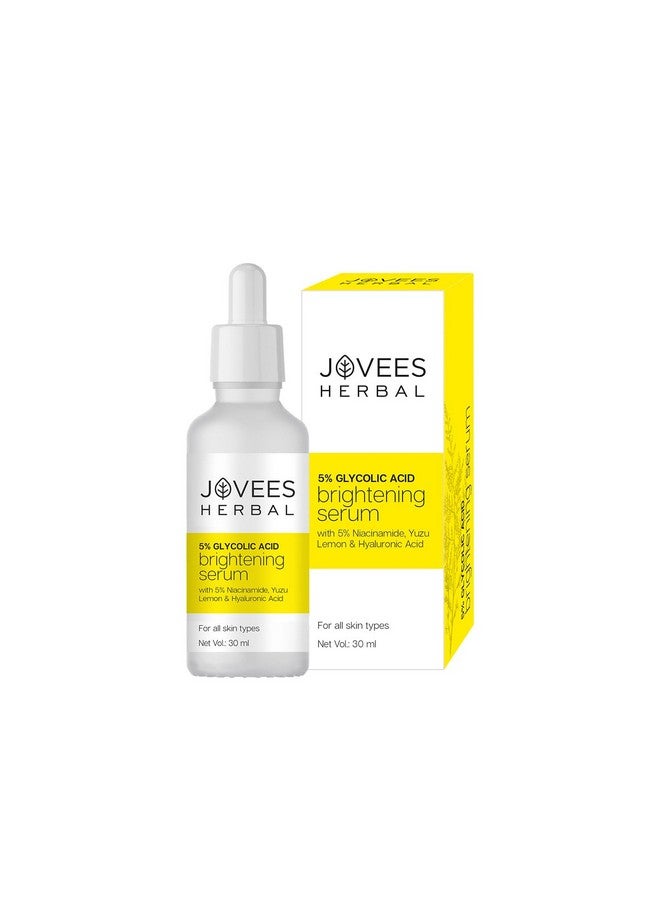 Herbal 5% Glycolic Acid Brightening Serum With 5% Niacinamide Yuzu Lemon & Hyaluronic Acid Improves Skin Texture & Uneven Skin For All Skin Types 30 Ml