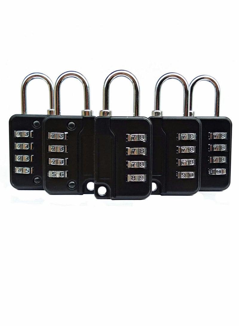 Luggage Locks, 5 Pcs Travel Suitcase Lock, 4 Digit Combination Padlocks for School Gym Lockers, Tool Boxes, Fences, Buckle Cabinets, Safe Resettable Combination Lock