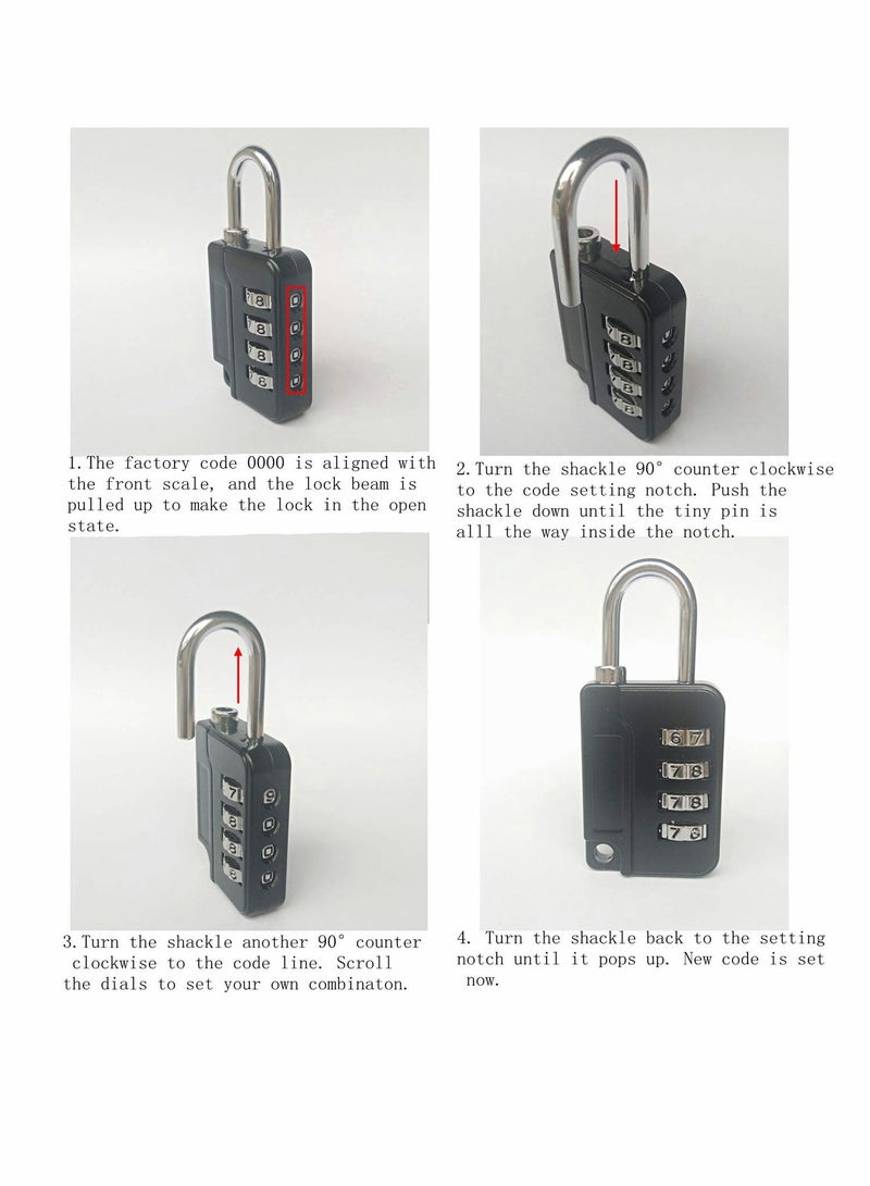 Luggage Locks, 5 Pcs Travel Suitcase Lock, 4 Digit Combination Padlocks for School Gym Lockers, Tool Boxes, Fences, Buckle Cabinets, Safe Resettable Combination Lock