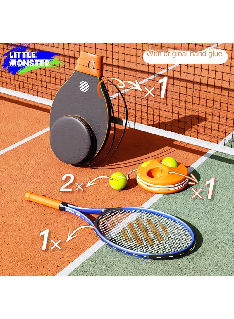 Tennis Trainer Rebound Ball Set For Adult  Professional Racket, Portable Practice Rebounder, Equipment with 1 Racket & Bag, Suitable for Level Players(Blue)