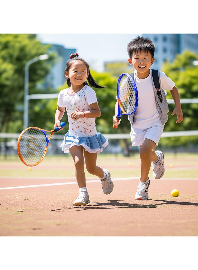 Kids Tennis Trainer Rebound Ball Set, Professional Racket, Portable Practice Rebounder, Equipment with 2 Racket & Bag, Suitable for Level Players