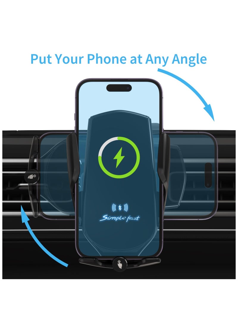 15 W Car Mobile Phone Holder with Charging Function, Automatic Clamping Qi Inductive Charging Station Car Charger Accessories Fast Wireless Charger Car for iPhone Samsung LG